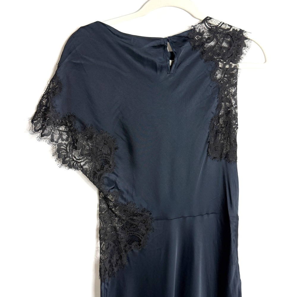 A.L.C. ALC Alessia Dress Navy Blue Lace Asymmetrical Midi Women Sz 4 - Picture 13 of 13